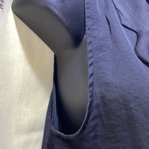 A 3+1 BLACK POLYESTER ROMPER SZ LAPELS COLLAR CRISSCROSS BODICE V-NECK - Picture 6 of 12